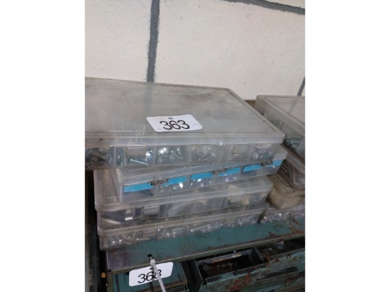 4 Parts Bins of Chrome & Stainless Steel Fasteners