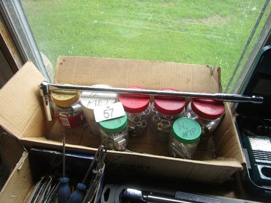 Box with Jars of Sockets & Johnson Bar