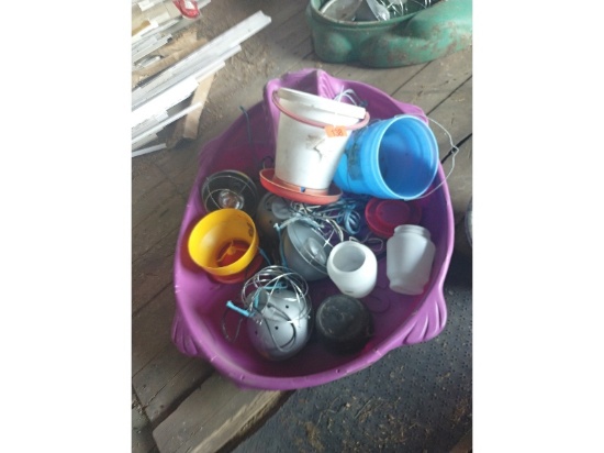 Sandbox of Heat Lamps & Waterers