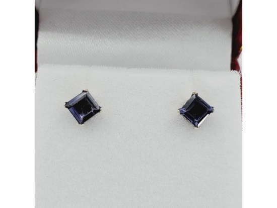 10KT White Gold Natural Iolite (0.54ct) Earring