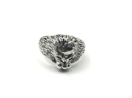 Sterling Silver Lion's Face Shaped Men's Ring,