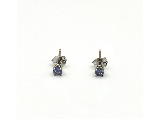14KT White Gold Natural Tanzanite Earring