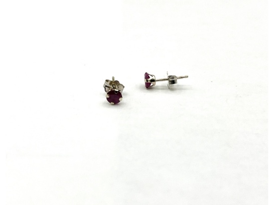 10KT White Gold Natural Enhanced Ruby Earring