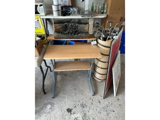 Computer Desk & Retro Fireplace Piece