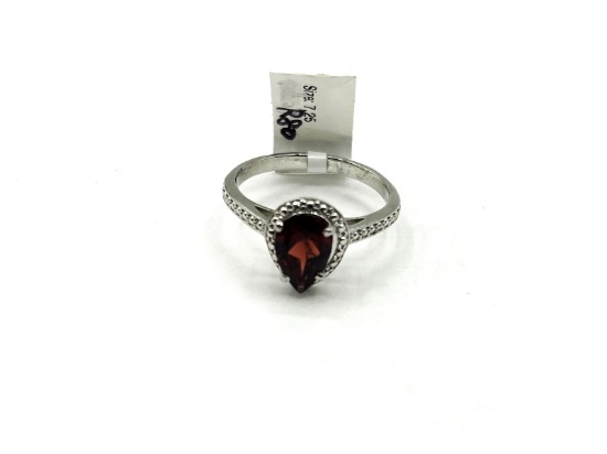 Sterling Silver Natural Garnet, Ring