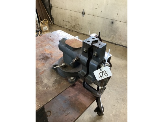 Heavy Duty Steel Work Bench On Casters With Swivel Dual Head Vise