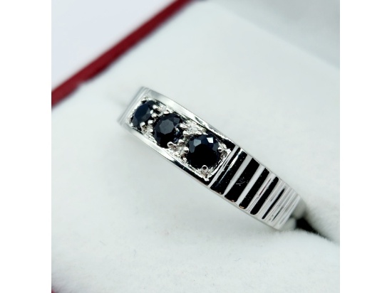 Sterling Silver Natural Blue Sapphire Ring