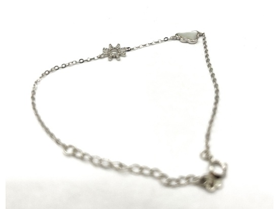 Sterling Silver Mother of Pearl with CZ Bracelet