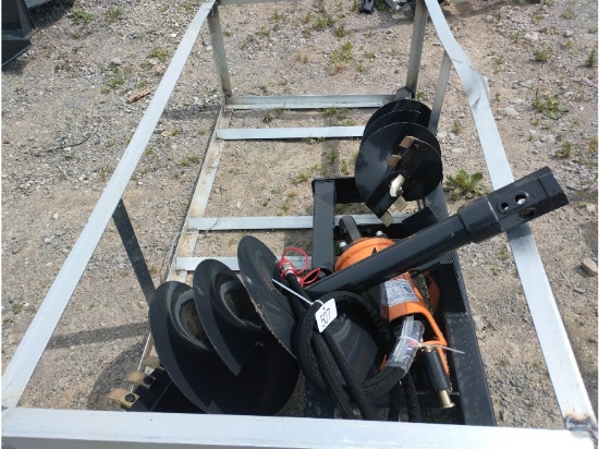 New Wolverine Skid Steer Hydraulic Auger With 2 Bits