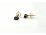 10KT Yellow Gold Natural Blue Sapphire Earring