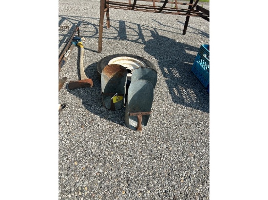 3 Grain Scoops & Trailer Tire