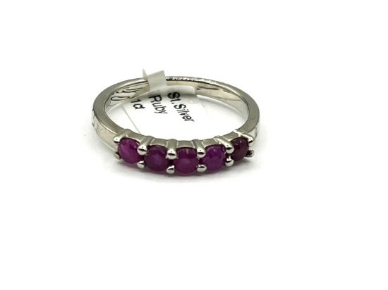 Sterling Silver Natural Ruby (1ct) Ring