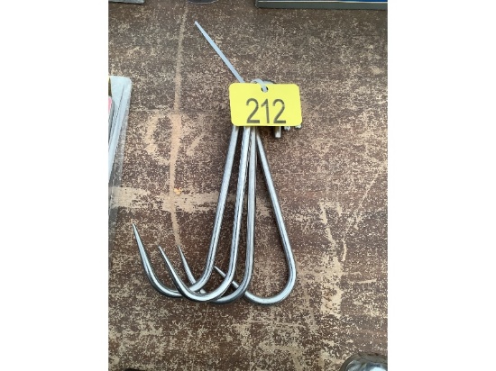4 New Stainless Steel Meat Hooks