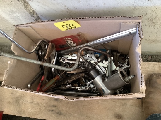 Box of Assorted Wrenches, Sockets, Etc.