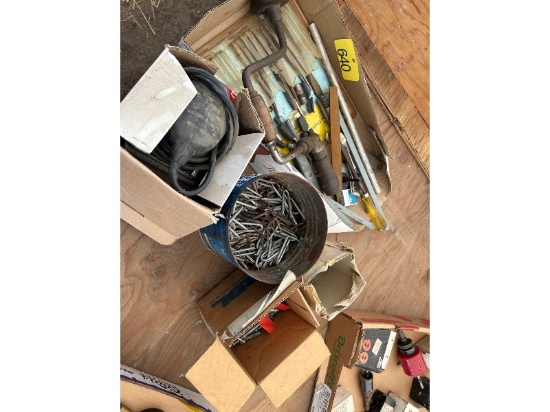 Staples, Hand Sander, Cement Dead Heads & Tray with Hacksaw Blades