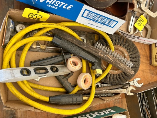 Assorted Tools & 2 Trays of Wire Brushes