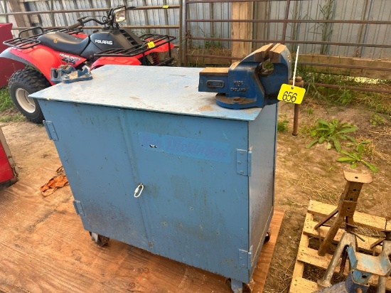 Blue Tool Chest on Dollies & Vise