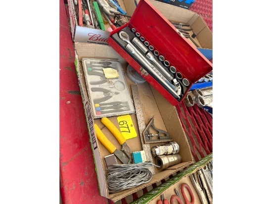 Red Tool Socket Set, Tray of Tools Including Battery Cleaner Set