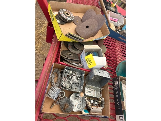 3 Trays of Grinding Wheels & Electrical Accessories
