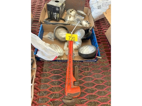2 Trays of Lights Plus Pipe Wrench