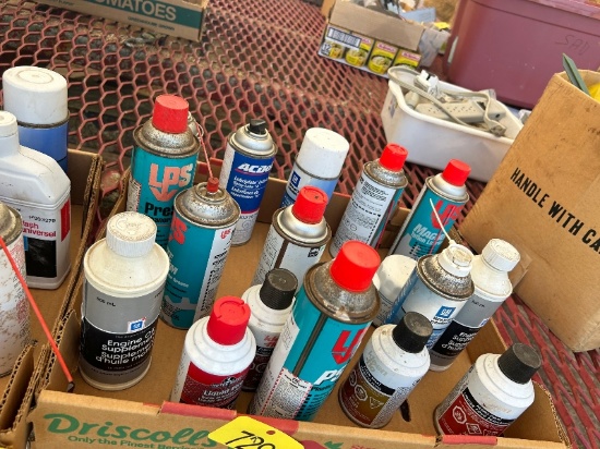 Box of Automotive Supplies - Cleaner & Lubricants