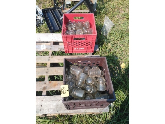2 Milk Crates of Glass Insulators