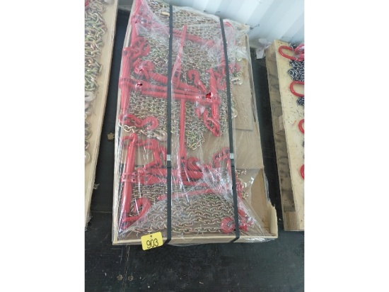 New 20' G80 5/16" Chains & 8 Ratcheting Load Binders