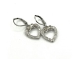 Gold Plated Sterling Silver CZ Heart Shape Hanging Earrings