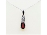 Sterling Silver Natural Enhanced Ruby (0.40ct) and CZ (0.15ct)Pendant With Sterling Silver Chain