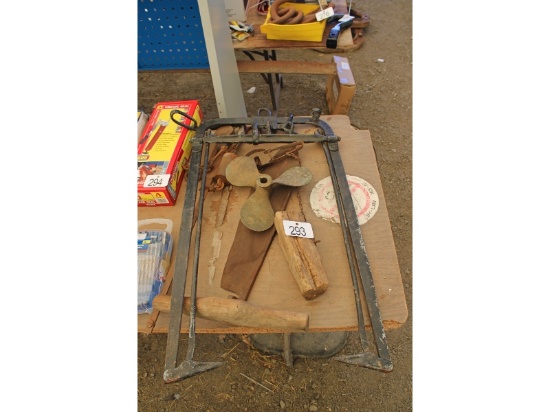 Hay Fork, Brass Propeller, Balance Scale, Etc.