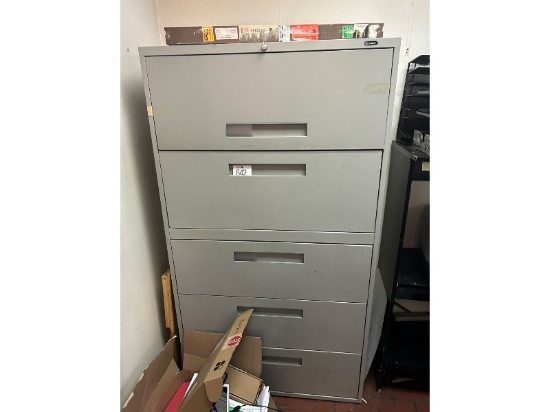 Global 5 Drawer Steel Filing Cabinet, Desk, Shelf
