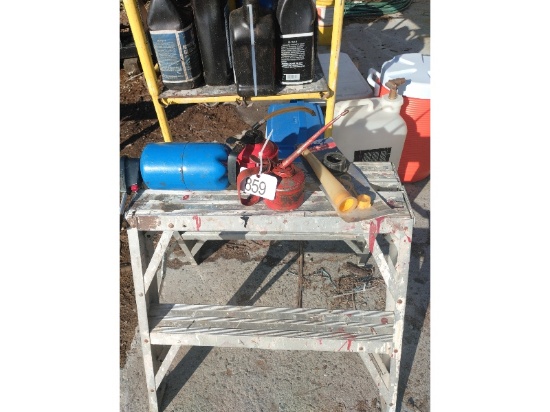 Oil Cans & Painting Ladder