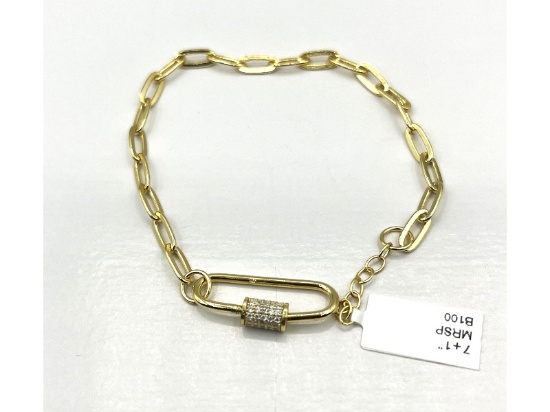 Gold Plated Sterling Silver Paper Clip Bracelet