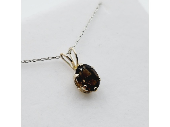 Sterling Silver Smoky Quartz Pendant with Sterling Silver Chain
