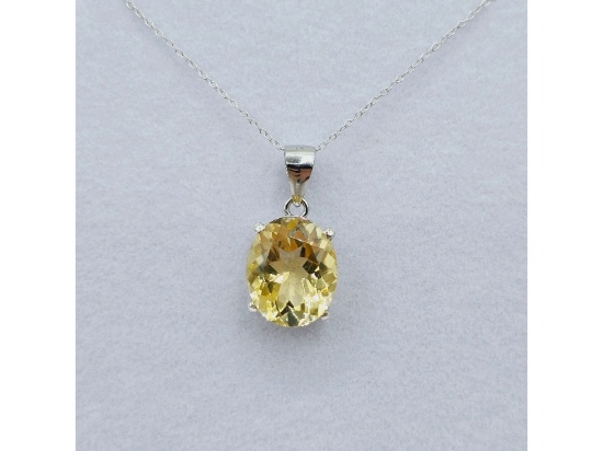 Sterling Silver Natural Citrine Quartz Necklace