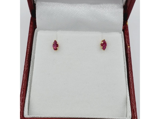 14KT Yellow Gold Natural Enhance Ruby Earrings
