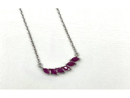 Sterling Silver Natural Enhanced Ruby Necklace