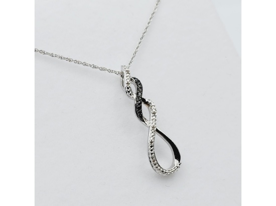 Sterling Silver Natural Diamonds Pendant with Sterling Silver Chain