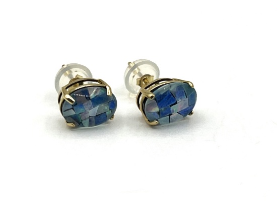 10KT Yellow God Opal Triplets Earrings