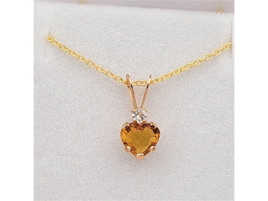 Heart Shape Pendant with Gold Plated Sterling Silver Chain