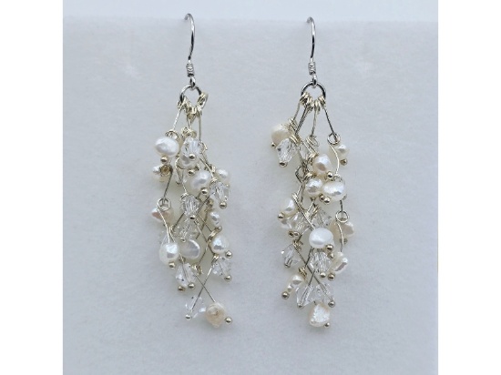 Sterling Silver Freshwater Pear Drop Style Earrings