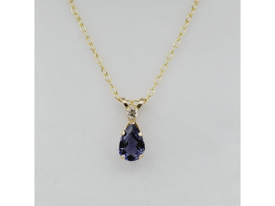 Pear Shaped Pendant with Gold Plated Sterling Silver Chain