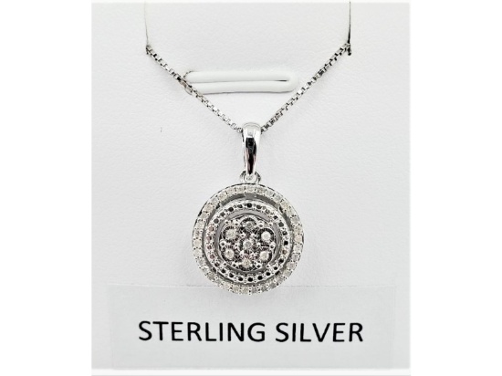 Sterling Silver Diamon Pendant with Sterling Silver Chain