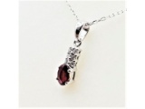 Sterling Silver Natural Enhance Ruby Pendant with Sterling Silver Chain