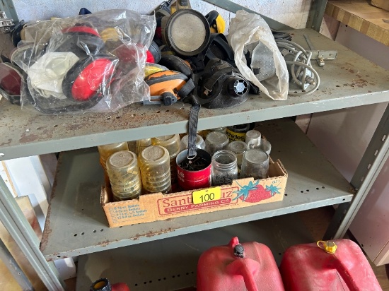 Metal Wall Shelf and Contents