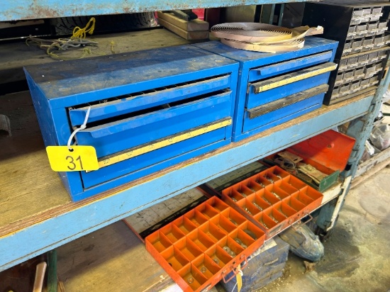 2 Blue Drill Cabinets with Some Drills Plus Catchall