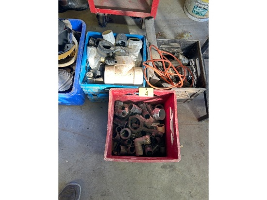 3 Milk Crates of Plumbing Pieces