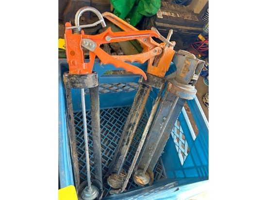Milk Crate with 3 Caulking Guns