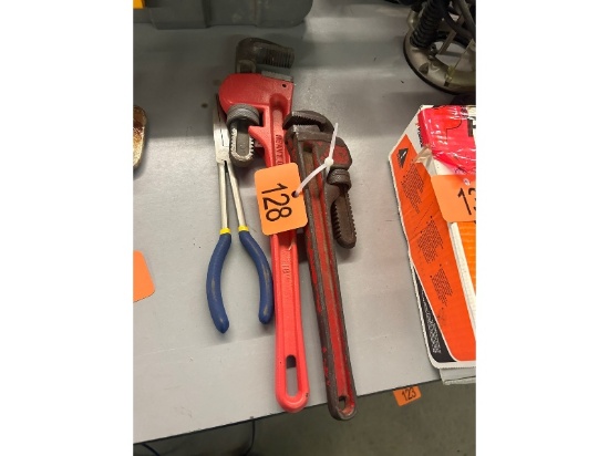 2 Pipe Wrenches & Needle Nose Pliers