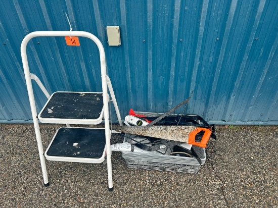 Step Ladder, Saw, Level, Etc.